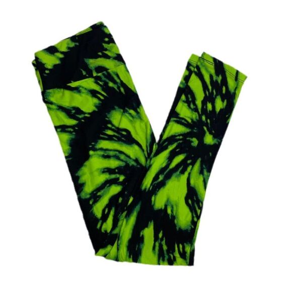 LuLaRoe Halloween Tie Dye Green Leggings Black TC2 Plus Size 20-24 - Picture 5 of 5
